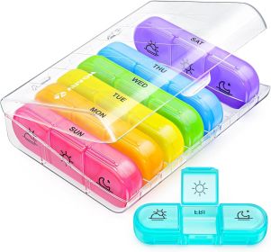 Weekly Pill Organizer 3 Times a Day, Color-Coded for Easy Tracking | Large 7 Day Pill Box 3 Times a Day, Portable Pill Case for Medication, Vitam