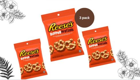 Reese's Milk Chocolate Peanut Butter Dipped Pretzels, Bag 4.25 oz 3 pack
