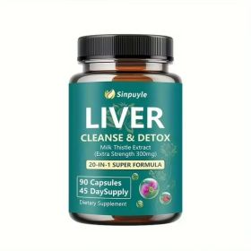 Liver Support Supplement 20-in-1 Detox Formula - Extra Strength Milk Thistle 300mg, 90 Capsules (Option: 01)